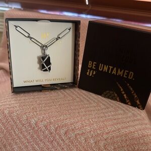 Bomb Party “Crossed For The Taking” Necklace – Black Onyx CZ